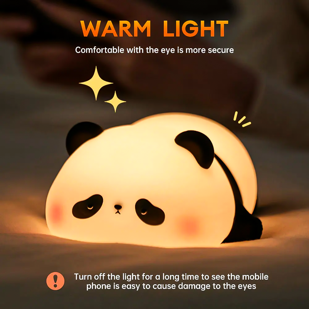 Cute Panda Silicone Night Lamp – Soft Glow Bedroom Light