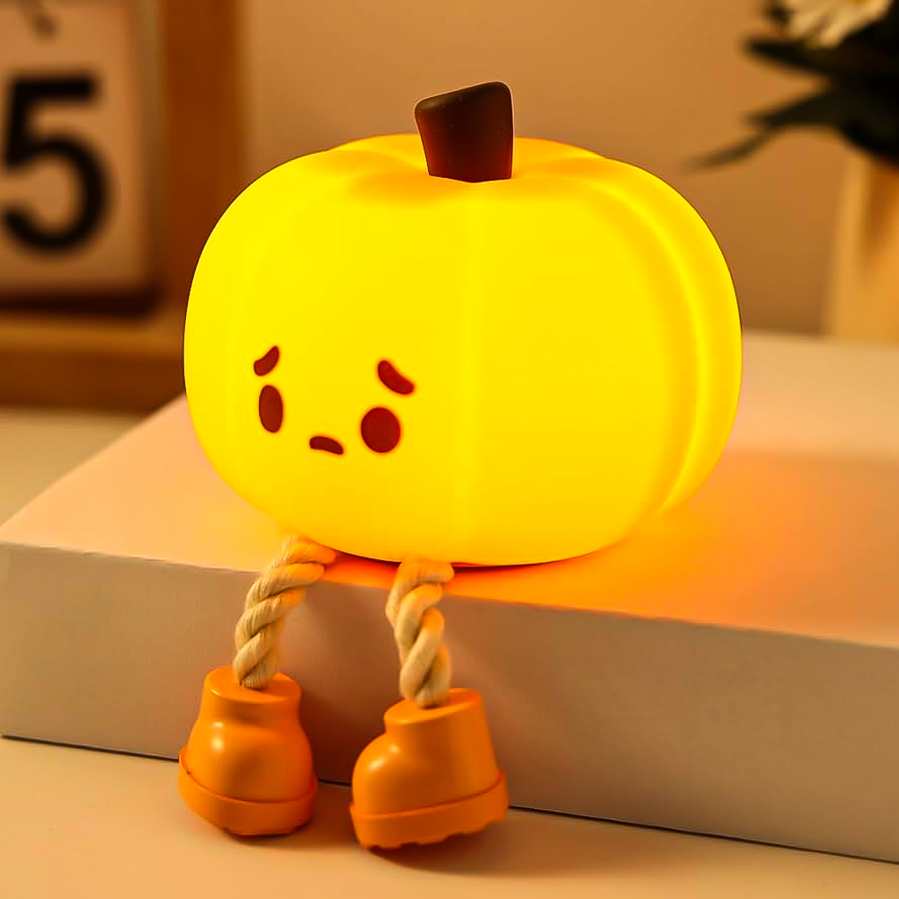 Cute Pumpkin Silicone Night Lamp – Soft Warm Light for Bedroom & Decor