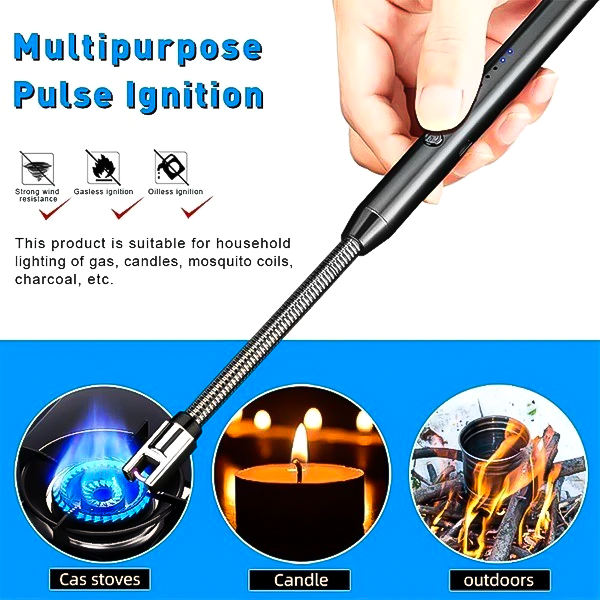 Rechargeable Electric Arc Lighter – Windproof USB Pulse Ignition for Kitchen, Candle & BBQ
