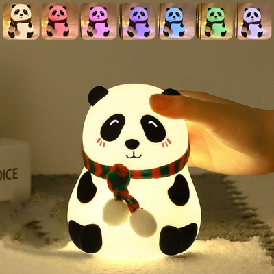 Cute Panda Silicone Night Lamp – Soft LED Touch Light with Rechargeable Battery & Color Changing Glow