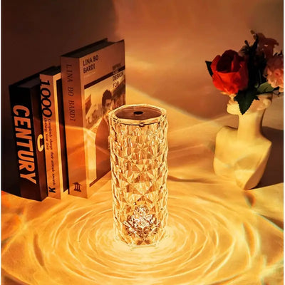 16-Color Diamond Rose Crystal Touch Lamp with Remote & USB Rechargeable